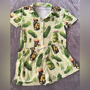 Pickle Print Pajamas Kids Shirt and Shorts Set